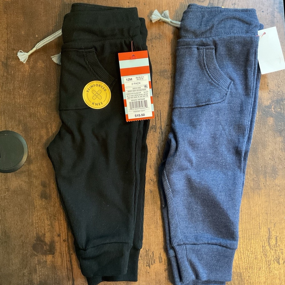 New 2 Pk‎ Toddler Boys Pants With Pockets Size 12 Months- Cat & Jack